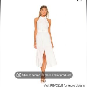 White Halter Belted Dress